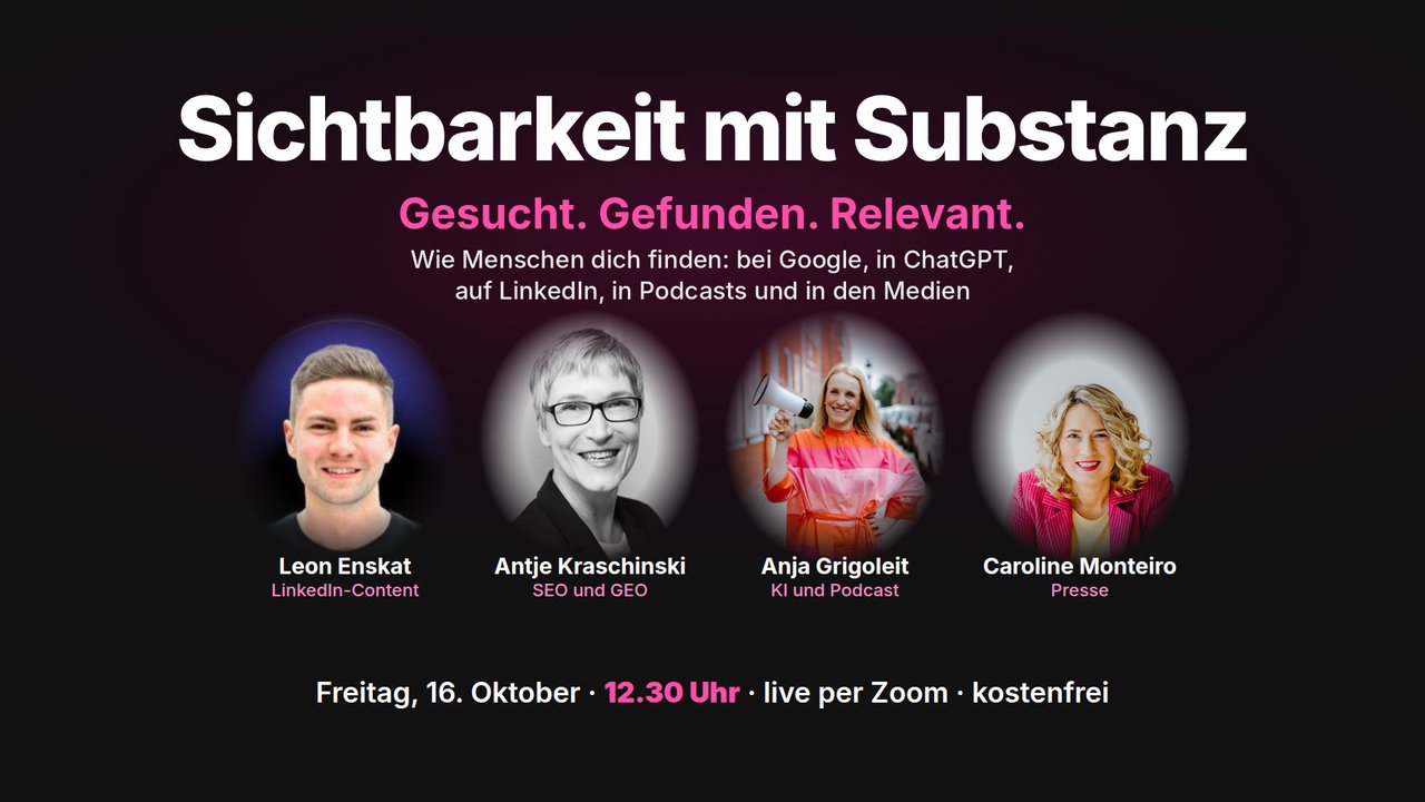Sichtbarkeit mit Substanz – kostenfreie Online-Reihe ab 16. Oktober